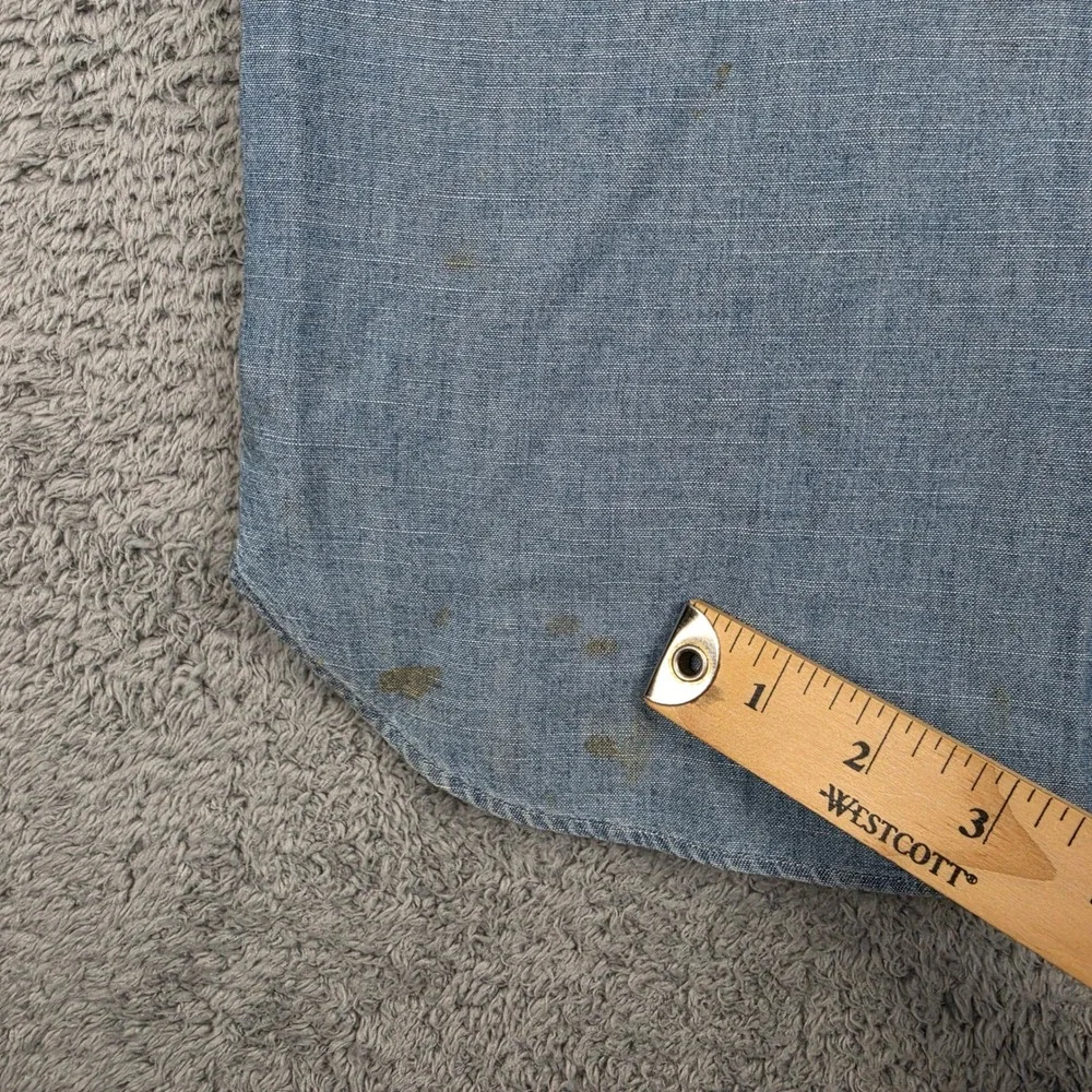 Polo Ralph Lauren Denim Shirt Mens XL Distressed Graphic Eagle Chambray *READ